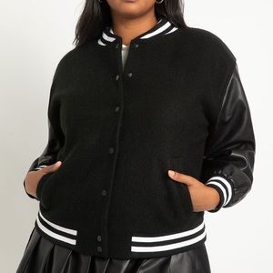 Eloquii Varsity Jacket — Wool, Faux Leather, Plus Size